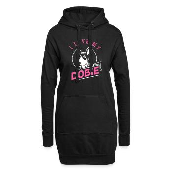 Dobermann Pinscher Hund Dobie - Hoodie-Kleid - Schwarz - Vorne
