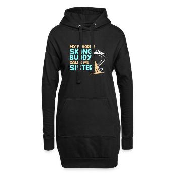 Skiing Buddy m’appelle Sister Ski Snow - Sweat-shirt à capuche long Femme - noir - Devant