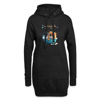 Drôle de chat Motif Chat Chat Chat Chat Lingerie - Sweat-shirt à capuche long Femme - noir - Devant