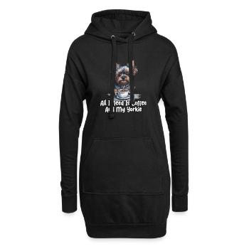 All I Need Is Coffee And My Yorkie - Hoodie-Kleid - Schwarz - Vorne