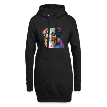 Australian Shepherd Hund Bunt - Hoodie-Kleid - Schwarz - Vorne