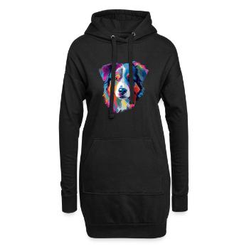 Australian Shepherd Hund Bunt - Hoodie-Kleid - Schwarz - Vorne