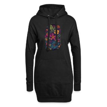 Floral Lila Exotische Blumen - Design - Hoodie-Kleid - Schwarz - Vorne