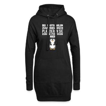 Tiermotiv Pinguin - Hoodie-Kleid - Schwarz - Vorne