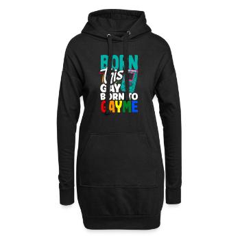 Né ce gay né à Gayme - Sweat-shirt à capuche long Femme - noir - Devant