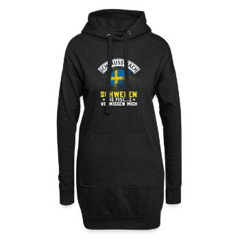 Ich Muss Nach Schweden Die Fische Vermissen Mich - Hoodie-Kleid - Schwarz - Vorne