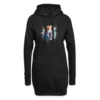 Basset Hound - Hoodie-Kleid - Schwarz - Vorne