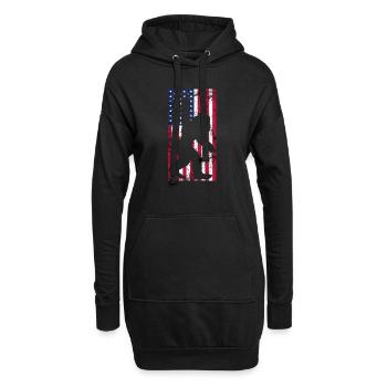 Patriotic Myth: Retro Bigfoot Meets July 4th - Hoodie-Kleid - Schwarz - Vorne