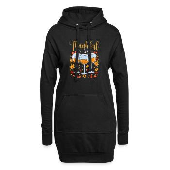 Dankbar für Wein Lustig Thanksgiving Dinner Herbst - Hoodie-Kleid - Schwarz - Vorne