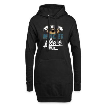 Installing Muscles Please Wait... Weight Lifting T - Hoodie-Kleid - Schwarz - Vorne