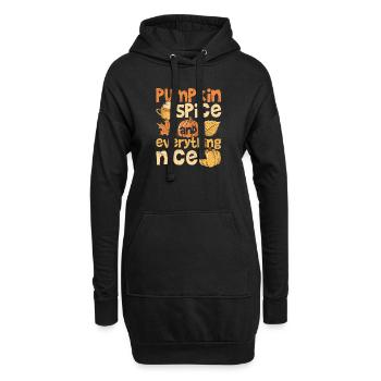 Kürbisgewürz und alles Schöne Niedliche Herbst - Hoodie-Kleid - Schwarz - Vorne