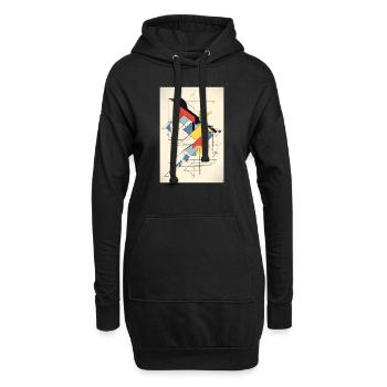 Vogel Minimalistisch Polygonal Multicolor - Hoodie-Kleid - Schwarz - Vorne