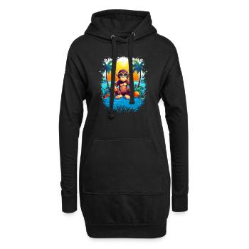 Tropical Monkey Paradise: Lustiger und modischer Beac - Hoodie-Kleid - Schwarz - Vorne