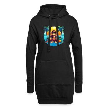 Beachside Monkey Adventure: un été frais et confortable - Sweat-shirt à capuche long Femme - noir - Devant