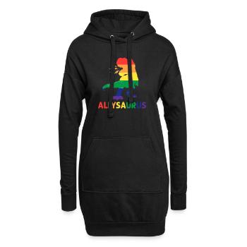 Allysaurus-Dinosaurier in Regenbogenflagge für Verbündete LGBT - Hoodie-Kleid - Schwarz - Vorne