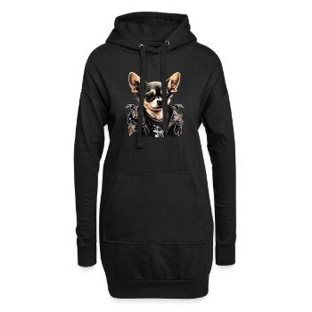 Chihuahua | Biker | Motorrad | Hund | Papa | Opa - Hoodie-Kleid - Schwarz - Vorne
