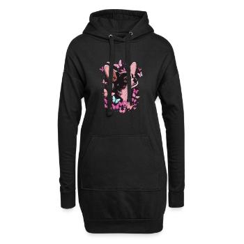Chihuahua Dog Butterfly 16 - Hoodie-Kleid - Schwarz - Vorne