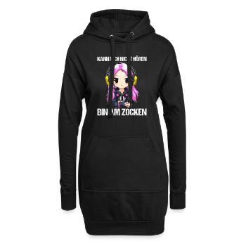 Gaming Konsole PC Zockerin Mädchen Gamer Girl - Hoodie-Kleid - Schwarz - Vorne