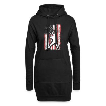 4. Juli Baseball US Grunge Flagge - Hoodie-Kleid - Schwarz - Vorne