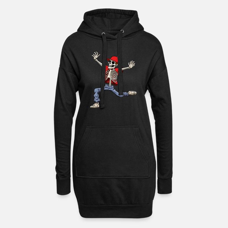 Tanzendes Skelett Hip-Hop - Hoodie-Kleid - Schwarz