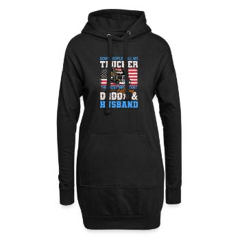 Lkw-Fahrer Trucker Vintage Sattelzug Sprüche - Hoodie-Kleid - Schwarz - Vorne