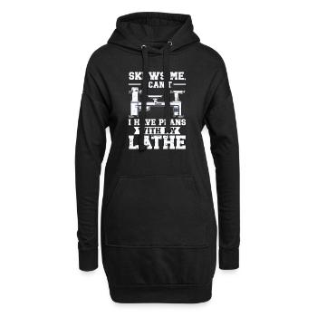 Drechseln Drechsler Holz Drehbank Drehmaschine - Hoodie-Kleid - Schwarz - Vorne