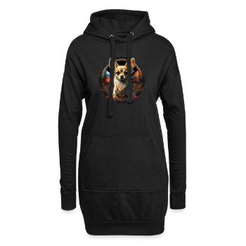 Chihuahua | Ukraine Peace & Love Flag Help Dog - Hoodie Dress - black - Front