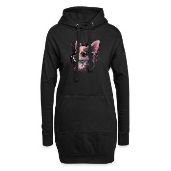 Chihuahua | Pink Jolie Rose Maman Femme ignon - Sweat-shirt à capuche long Femme - noir - Devant