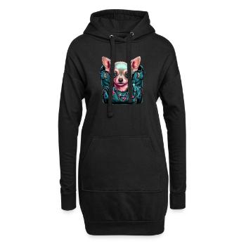 Pink Chihuahua | Rosa Handtasche Welpe Girlie - Hoodie-Kleid - Schwarz - Vorne