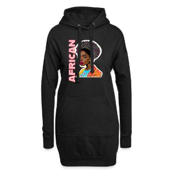 Schwarze Dame mit Schriftzug African - Hoodie-Kleid - Schwarz - Vorne