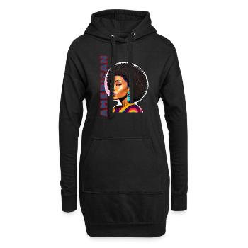 Femme noire avec lettrage américain - Sweat-shirt à capuche long Femme - noir - Devant