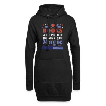 Livres Preuve Les Humains Font Magique Amoureux des livres - Sweat-shirt à capuche long Femme - noir - Devant