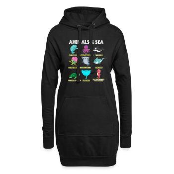 Animals Of The World Sea Creatures Funny Ocean - Hoodie Dress - black - Front