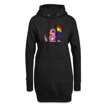Dinosaure LGBT Pride Jeu de mots drapeau arc-en-ciel transgenre - Sweat-shirt à capuche long Femme - noir - Devant
