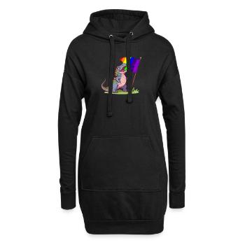 Drôle de dinosaure LGBTQ Communauté arc-en-ciel Jeu de mots - Sweat-shirt à capuche long Femme - noir - Devant