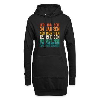 34 Jahre Vierunddreißigster Geburtstag - Hoodie-Kleid - Schwarz - Vorne