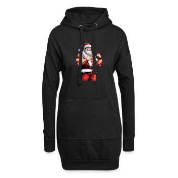 La saison gonflée du Père Noël: culturiste de Noël - Sweat-shirt à capuche long Femme - noir - Devant