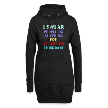 Aufmerksamkeit im Mittelpunkt stehen - Hoodie-Kleid - Schwarz - Vorne