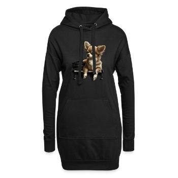 Chihuahua spielt Klavier Piano Klassische Musik - Hoodie-Kleid - Schwarz - Vorne