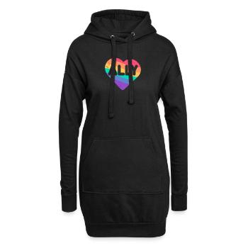 Ally Rainbow Flag Heart pour LGBT Gay Et Lesbienne - Sweat-shirt à capuche long Femme - noir - Devant
