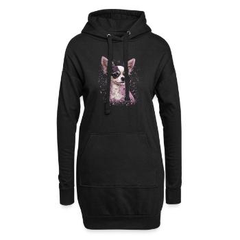 Chihuahua | Pink Jolie Rose Maman Femme ignon - Sweat-shirt à capuche long Femme - noir - Devant