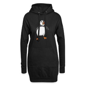 macareux macareux moines oiseaux Lunde - Sweat-shirt à capuche long Femme - noir - Devant