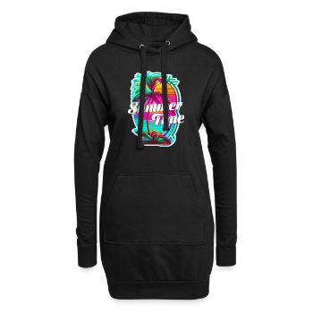 summer time - plage et été - Sweat-shirt à capuche long Femme - noir - Devant