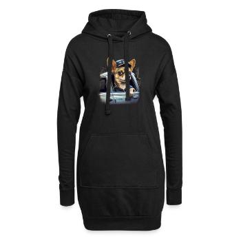 Chihuahua | Polizei Polizist Polizistin Hut - Hoodie-Kleid - Schwarz - Vorne