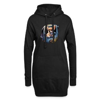 Chihuahua | Polizei Polizist Polizistin Hut - Hoodie-Kleid - Schwarz - Vorne