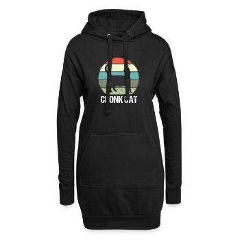 Katze schwarzes Kätzchen Vintage Sonnenuntergang - Hoodie-Kleid - Schwarz - Vorne