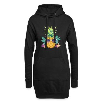 Pineapple Sunglasses Beach Hawaiian Holidays - Sweat-shirt à capuche long Femme - noir - Devant