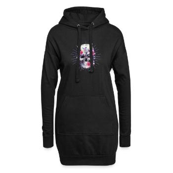 Crâne fleuri Halloween Butterfly Trick - Sweat-shirt à capuche long Femme - noir - Devant
