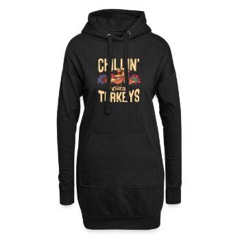 Chillin With My Turkeys Thanksgiving Herbst Herbst - Hoodie-Kleid - Schwarz - Vorne