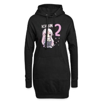 2 Jahre Mädchen Anime Kawaii Katze 2. Geburtstag - Hoodie-Kleid - Schwarz - Vorne